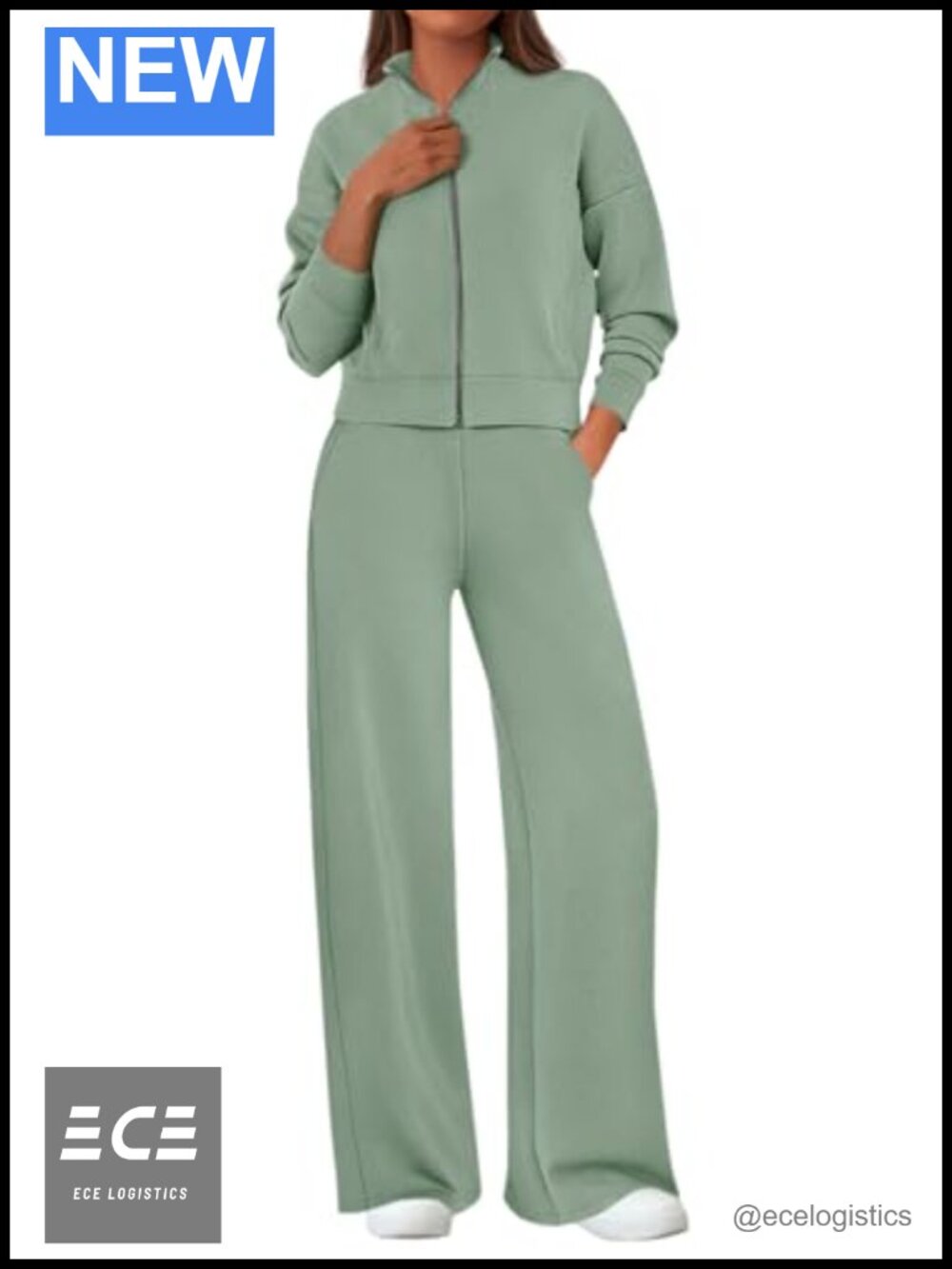 Women's 2 Piece Sweatsuit Zip Up Wide Leg Lounge Set Viscose Blend